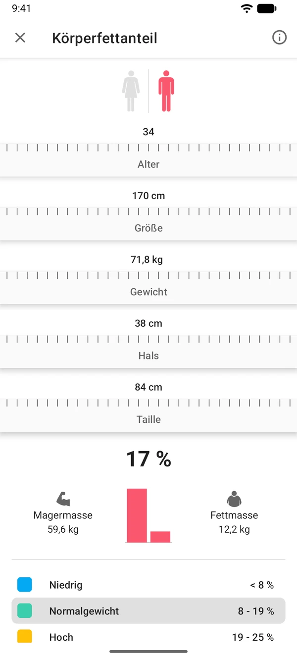 WeightLog-App: Körperfettrechner
