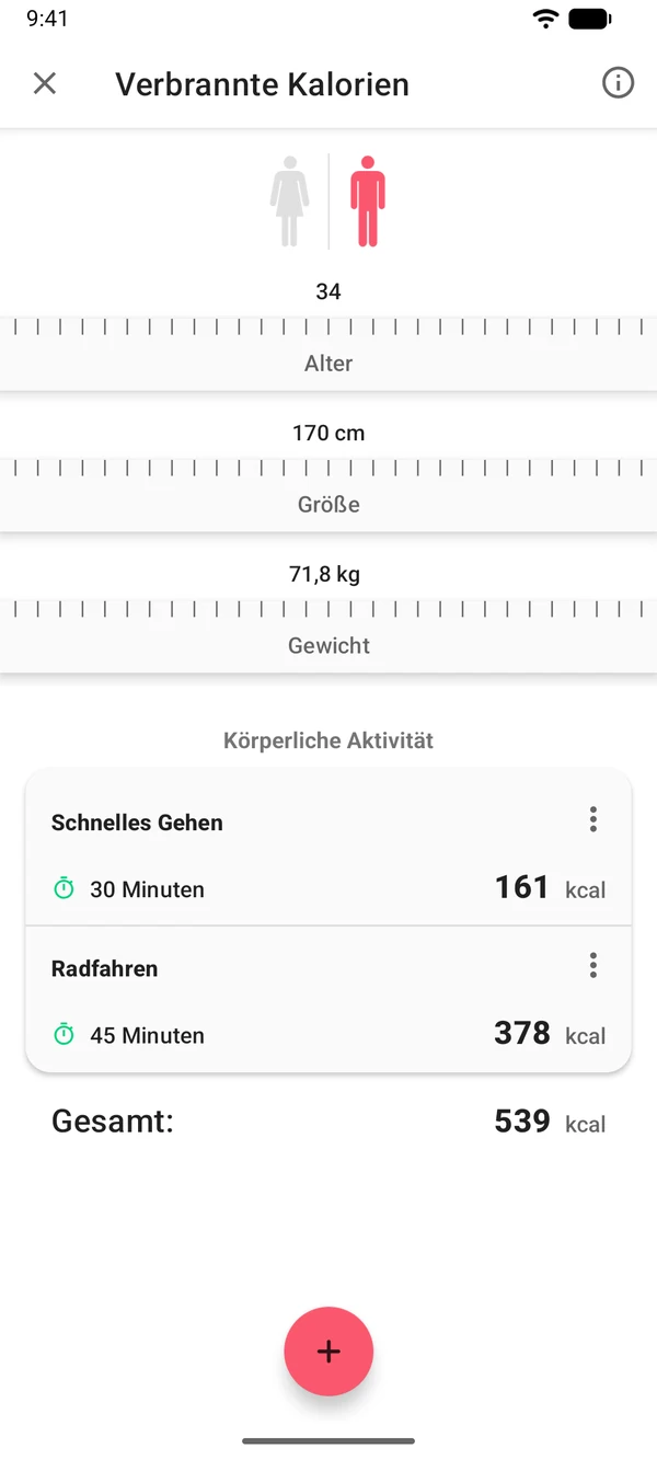 WeightLog-App: Kalorienverbrauchsrechner
