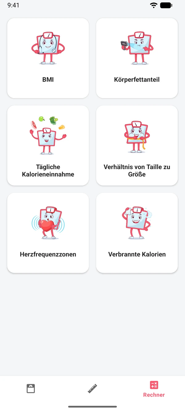 Die Liste der sechs Rechner in der App