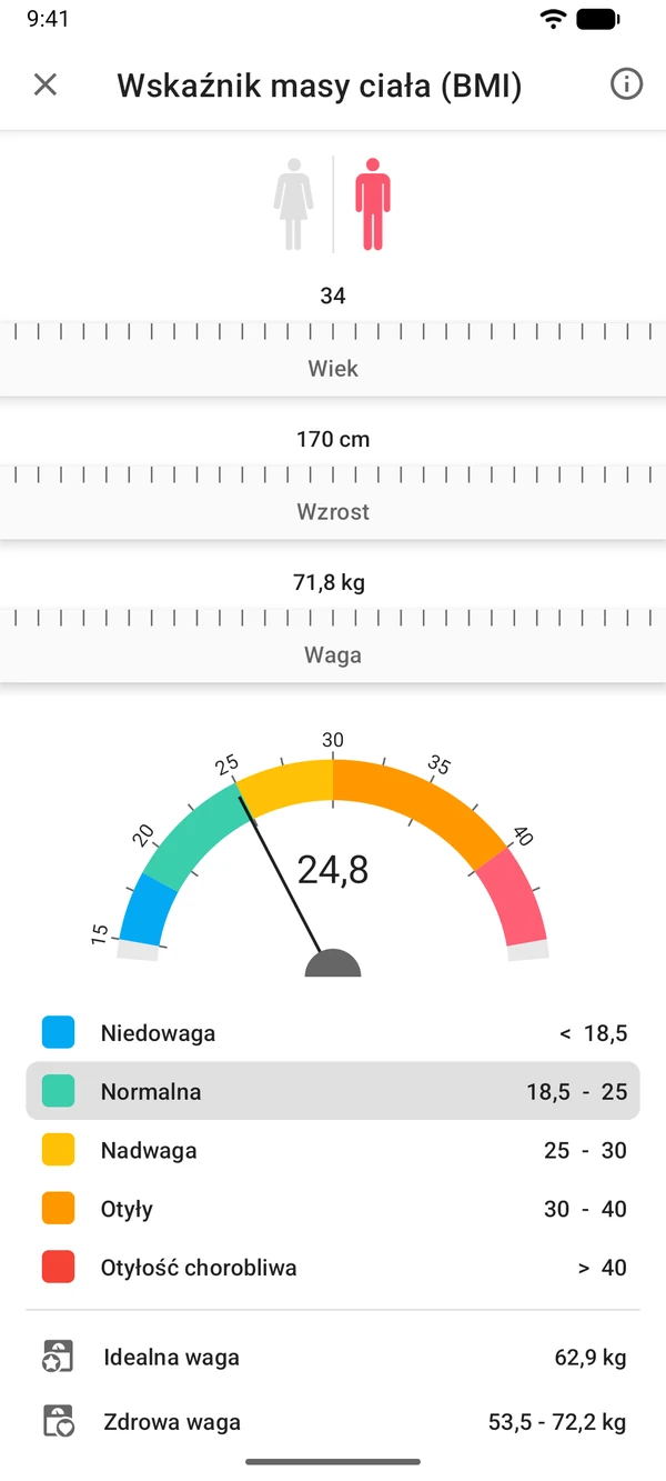 Aplikacja WeightLog: Kalkulator BMI