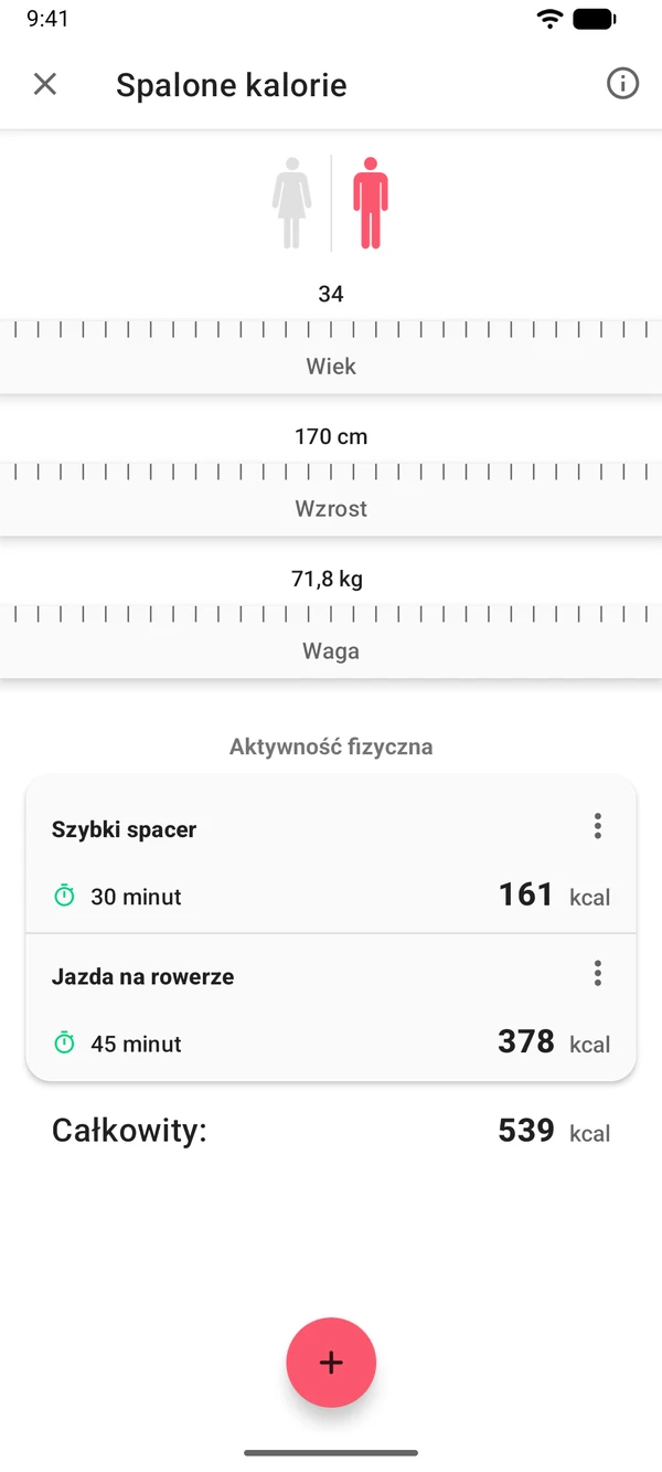 Aplikacja WeightLog: Kalkulator spalonych kalorii