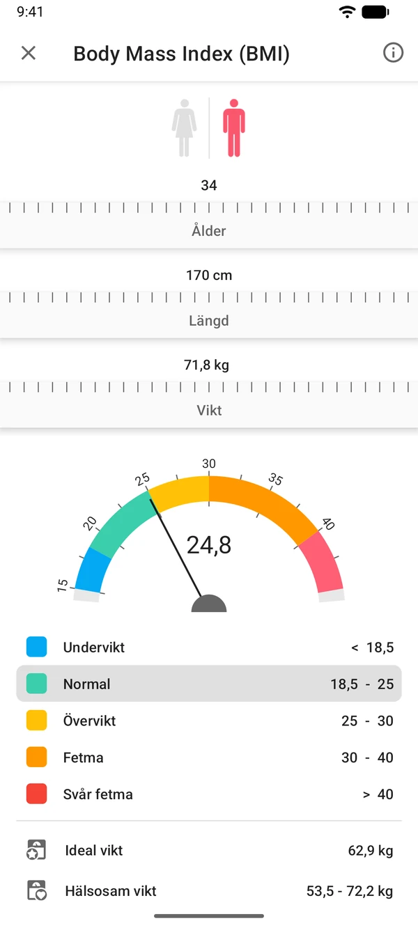 WeightLog-appen: BMI-kalkylator