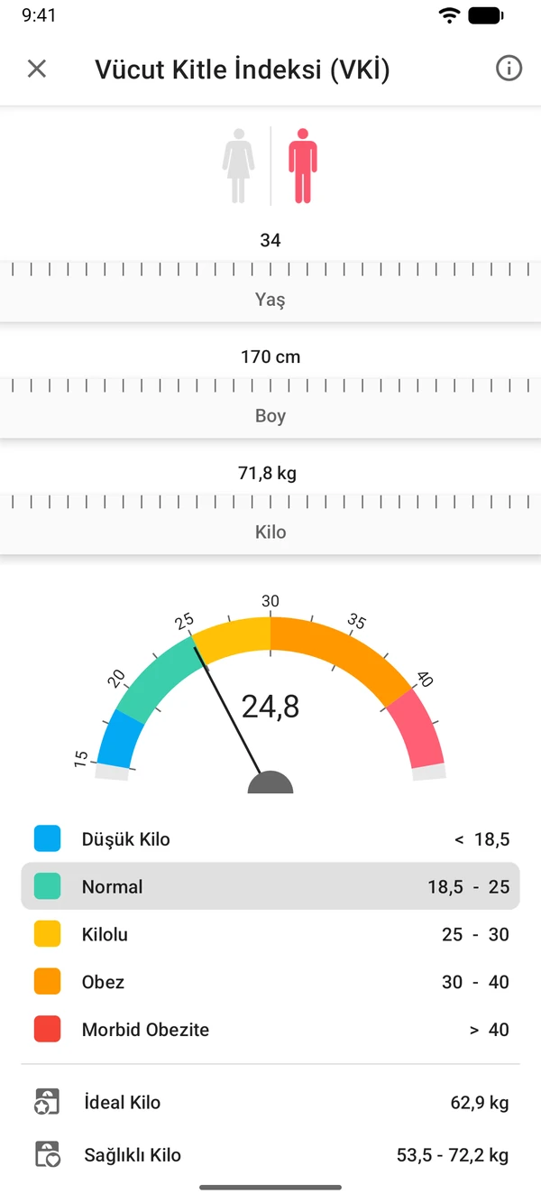 WeightLog uygulamasında VKİ hesaplama