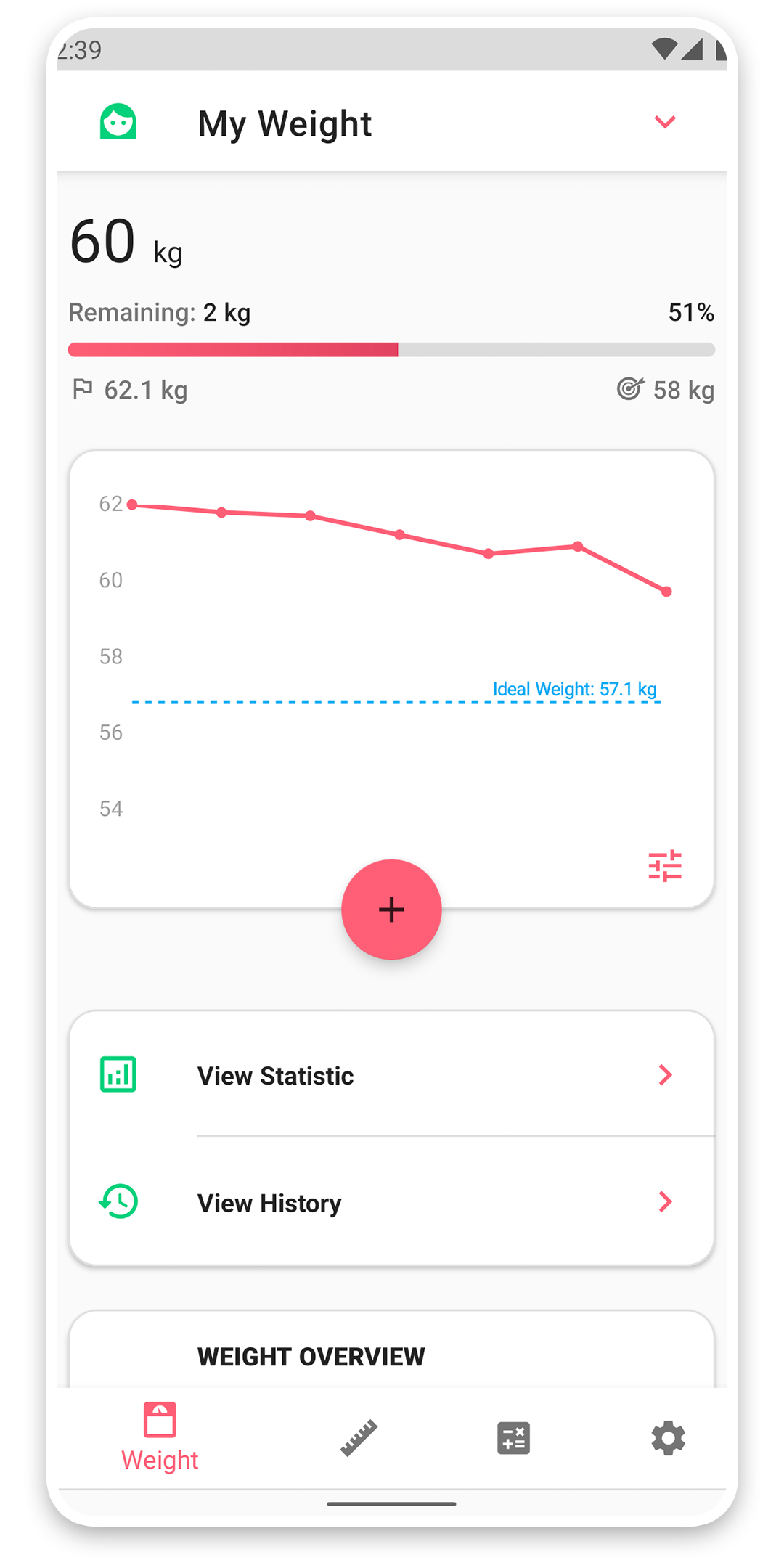 Weight tracker app